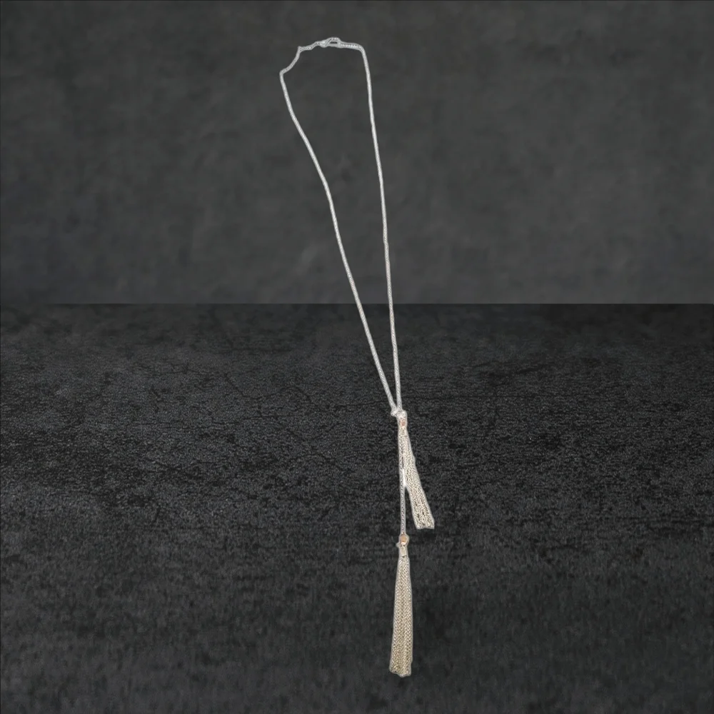 Silver fringe dangle necklace